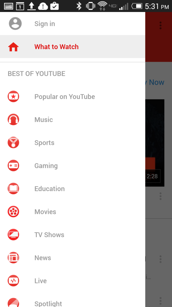 Android YouTube Mobile site